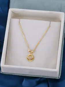 DressBerry Gold Plated Artificial Stone Studded Minimal Chain With Pendant