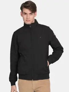 t-base Men Solid Mock Collar Lightweight Bomber Jacket