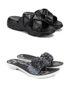 DRACKFOOT Women Pack Of 2 Flip-Flops