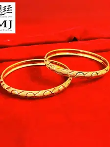 DMJ Gold Brass Gold-Plated Bangle