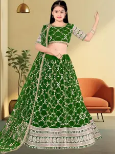 F Plus Fashion Girls Pink Net Semi-Stitched Lehenga Choli