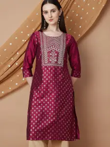 Melange by Lifestyle Woven Design Embroidered Straight Kurta