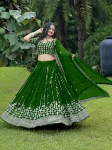 F Plus Fashion Girls Black Net Semi-Stitched Lehenga Choli