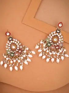 Anouk Gold Plated Artificial Stones Studded & Beaded Contemporary Chandbalis