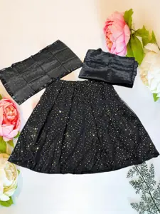 F Plus Fashion Girls Blue Net Semi-Stitched Lehenga Choli