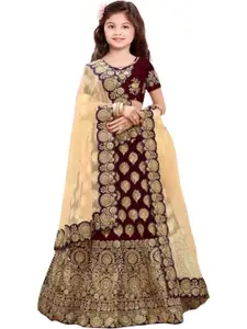 F Plus Fashion Girls Embroidered Semi-Stitched Lehenga & Unstitched