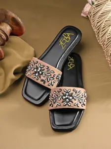 Zebba Women Embellished Open Toe Flats