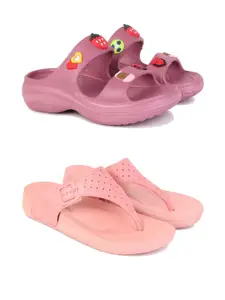 DRACKFOOT Women Pack Of 2 Flip Flops