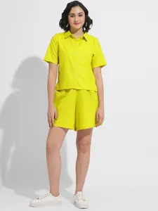 all about you Shirt Collar Neck Shirt With Shorts Co-Ords