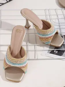 THE WHITE POLE Women Fashionable Trending Embellished Ethnic Slim Heels