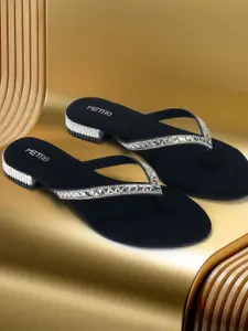 Metro Women Embellished T-Strap Flats