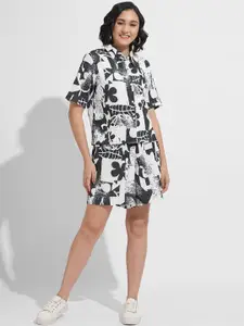 all about you Printed Shirt Collar Shirt & Shorts Co-ords