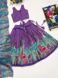 BAESD Girls Printed Gotta Patti Poly Silk Ready to Wear Lehenga & Blouse With Dupatta