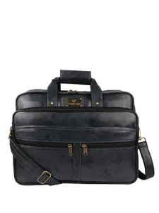 Fashion Twist Men Vegan Leather Padded Laptop Bag with Shoulder Strap