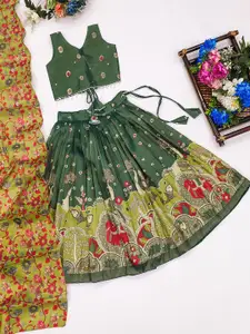 BAESD Girls Printed Gotta Patti Poly Silk Ready to Wear Lehenga & Blouse With Dupatta