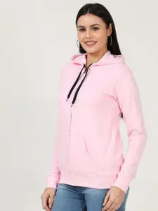 The Roadster Lifestyle Co. Women Hooded Long Sleeves Zipper Cotton Fleece Sweatshirt