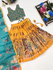 BAESD Girls Printed Gotta Patti Poly Silk Ready to Wear Lehenga & Blouse With Dupatta