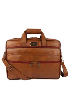 Fashion Twist Men Vegan Leather Padded Laptop Bag with Shoulder Strap
