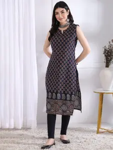 Vbuyz Women Floral Printed Festive Cotton Straight Kurta