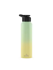 Speedex Yellow & Green Stainless Steel Printed Water Bottle-1000ml