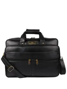 Fashion Twist Men Vegan Leather Padded Laptop Bag with Shoulder Strap