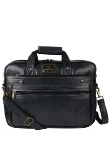 Fashion Twist Men Vegan Leather Padded Laptop Bag with Shoulder Strap