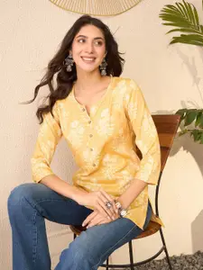 KALINI Women V-Neck Floral Print Kurti