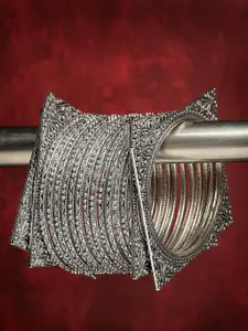 Sangria Set Of 16 Oxidised Ethnic Bangles