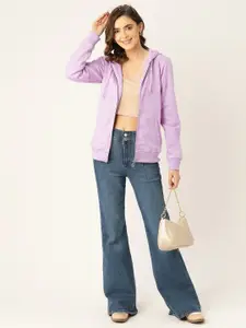 The Roadster Lifestyle Co. Women Cotton  Hooded Long Sleeves Zipper Sweatshirt