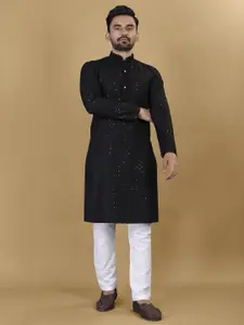 Leipzig Fashion Embroidered Sequinned Mandarin Collar Straight Kurta