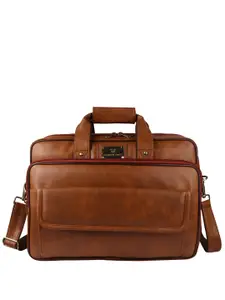 Fashion Twist Men Vegan Leather Padded Laptop Bag with Shoulder Strap