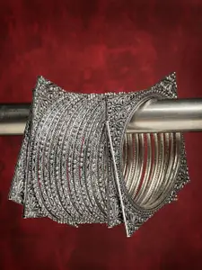 Sangria Set Of 16 Oxidised Ethnic Bangles