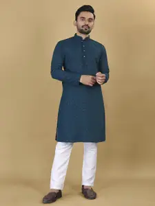 Leipzig Fashion Embroidered Sequinned Mandarin Collar Straight Kurta
