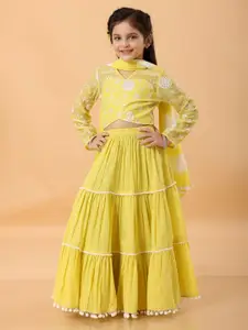 MASTARANG Girls Embroidered Ready to Wear Lehenga & Blouse With Dupatta