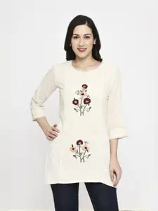 URMIR FASHION Floral Embroidered Khadi Kurti