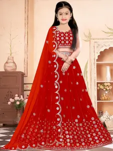 F Plus Fashion Girls Semi-Stitched Lehenga & Unstitched Blouse Net