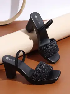 DIVASTRI Embellished Open Toe Ethnic Block Sandals