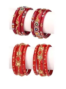 1ST TIME Women Red Set Of 2 Alloy Bangles