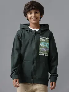 UNDER FOURTEEN ONLY Boys Graphic Hooded Regular Front-Open Sweatshirt