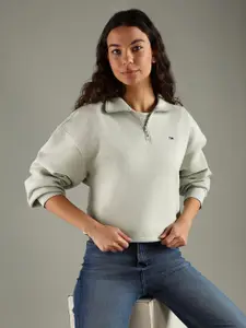 Tommy Hilfiger Women Mock Collar Half-Zip Sweatshirt