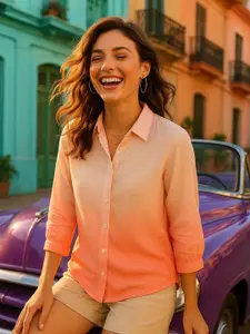 CORSICA Relaxed Tie and Dyed Spread Collar Casual Shirt