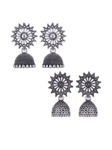 Sangria Set Of 2 Peacock Shaped Jhumkas Earrings