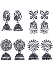 Sangria Peacock Shaped Jhumkas Earrings