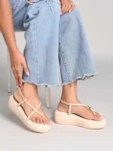 CAI Women Platform Heel Sandals with Buckles