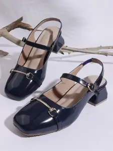 Try Me Women Solid Block Sandals with Buckles