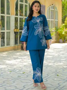 AUTUMN LANE Hardik Ocean Pure Cotton Top With Trousers Co-Ords