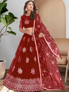 F Plus Fashion Net Semi-Stitched Lehenga Choli