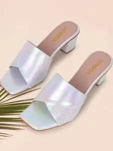 CORSICA Synthetic Patent Silver Heels