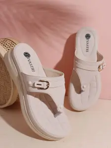 DIVASTRI Women Open Toe Wedge Sandals with Buckles