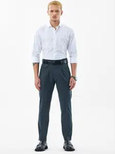Snitch Men Dark Grey Mid-Rise Slim Fit Formal Trouser